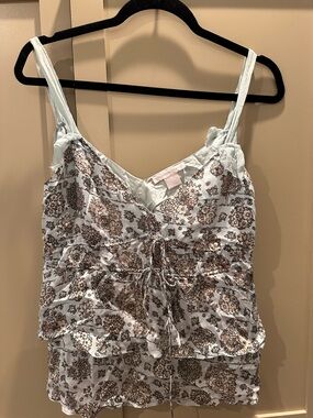 Vintage Rebecca Taylor 100% Silk Floral Ruched Cami XS